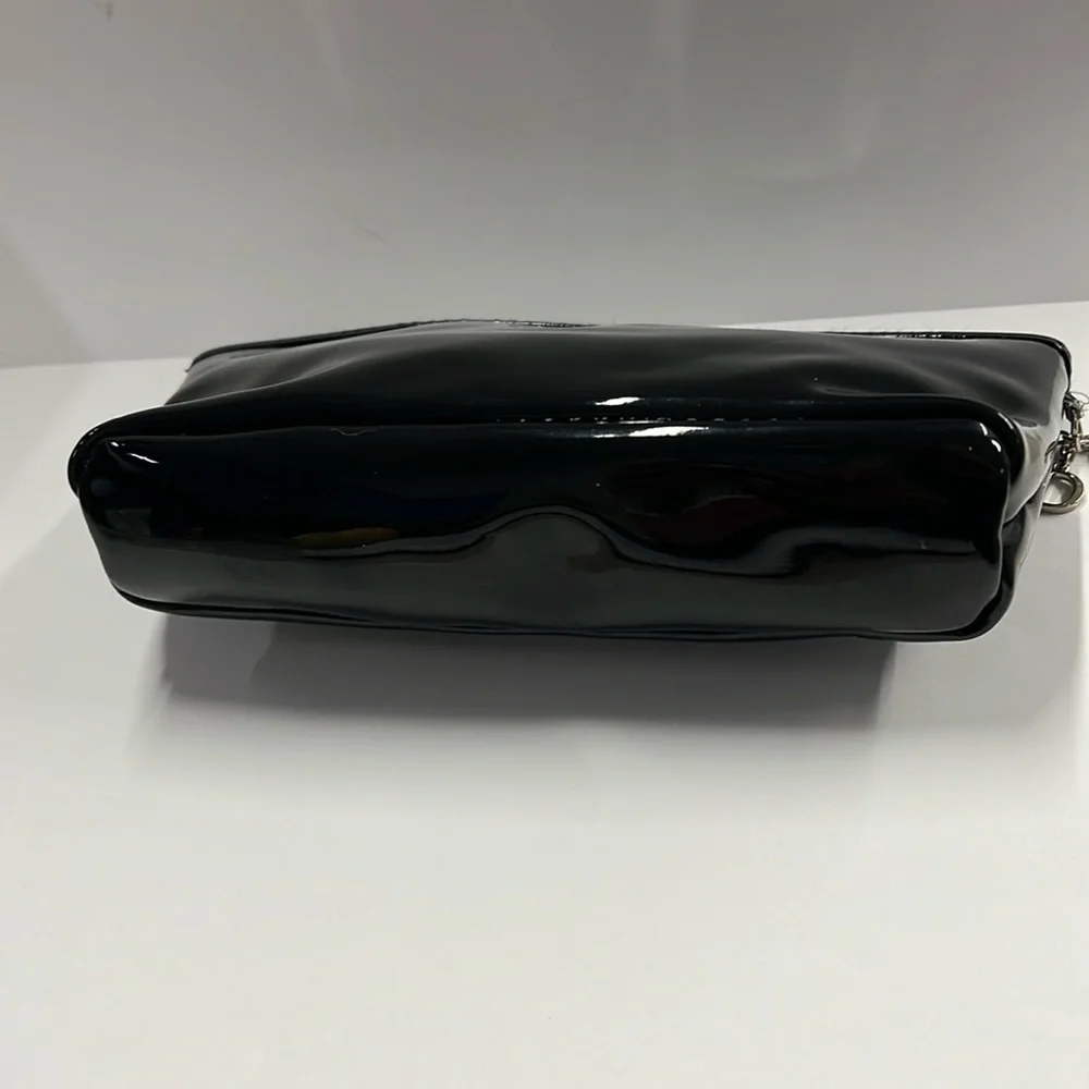 Dior Christian Dior Black Patent Zip Cosmetic Clutch Pouch